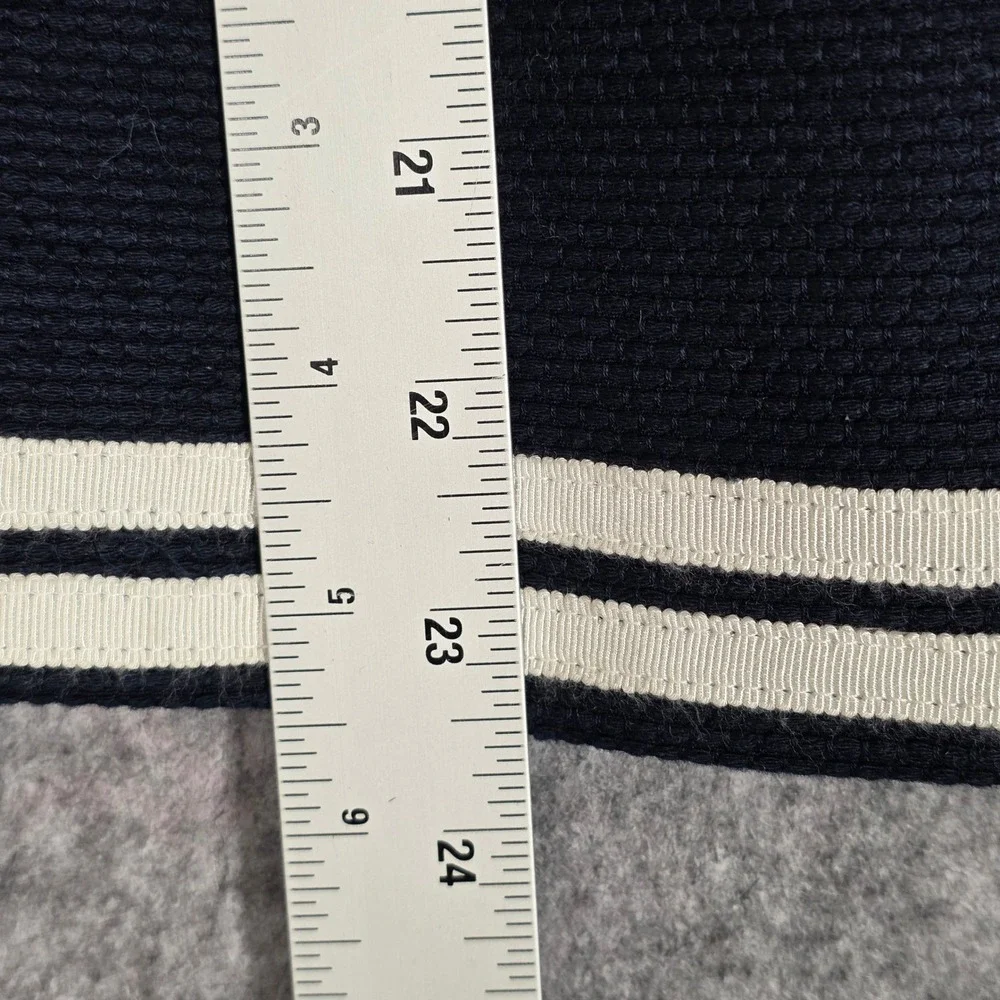 Talbots Jacket Blazer Navy Blue White Textured Cotton 10 Nautical Preppy Classic